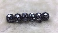 New Fashion Celestial Mosaic Charm, Black Acrylic & Mother-of-Pearl Bead