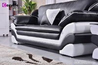 more images of Modern wooden black leather sofa set