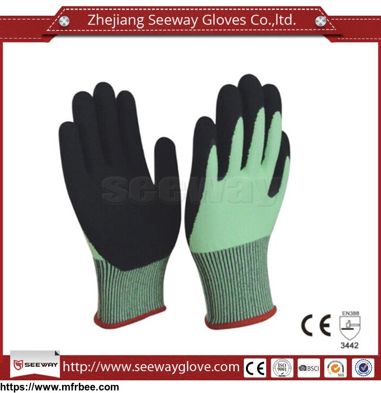 seeway_b515_hhpe_cut_resistant_and_black_sandy_nitrile_dipped_work_gloves