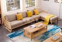 more images of New Model Ash Solid Wood Wooden And Fabric Combinations For Sofa Set