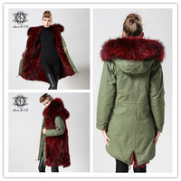 Long style real fox fur coat