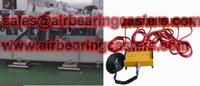Air bearing casters moving heavy duty loads manually maneuvered