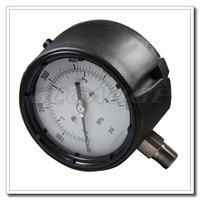 more images of 4.5 Inch Polypropylene Case Stainless Steel Bottom Connection Safety Pressure Gauge