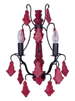 Distressed Red Wooden 2-Lights Rustic Candelabra Wall Sconce