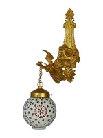more images of Cast Aluminium Gilded Cherub Antique Single Light Wall Lamp With Tilak Mosaic Glass Shades