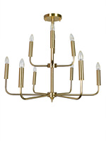 Modern Brushed Brass Finish 6+4 Dual-Level Lights Gold Candelabra Tiered Chandelier