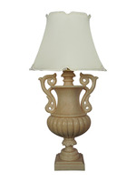 more images of Colonial Urn Marble Transitional Table Lamp With 16inch Off White Scalloped Borders Fabric Shade