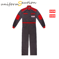 Custom Gray and Red Cotton gas&oil workwear Safety Coverall Uniforms