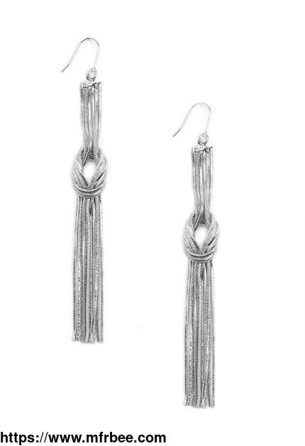 silver_knotted_metal_tassel_earring