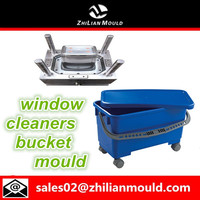Plastic Window Cleaners Bucket Mould With Lid and wheels