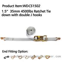 more images of WDCS11602 1-1/16" 3300lbs red Ratchet Tie down with Double J hooks