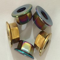 Grade 5 Ti6Al4V Titanium Hex Flange Nut M8 in Natural Rainbow Gold and Green Colors
