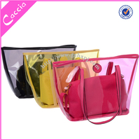 more images of Designer 2 in1 Summer Waterproof Shinny Color PVC Beach Bag
