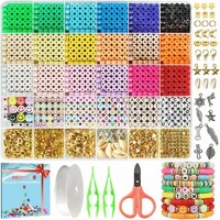 more images of Colorful Heishi Polymer Clay Bead Set For Kids Diy Jewelry Bracelet Necklace Making Kit