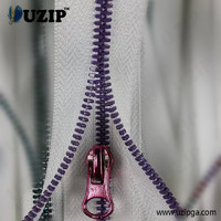 purple teeth long 2 way chain zipper