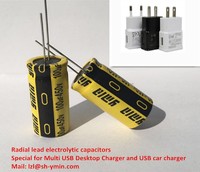 Radial lead electrolytic capacitors for Multi USB Desktop Chargers