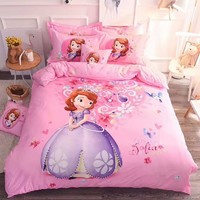 kids bedding Egypt cotton three four pc bedsheet quilt cover carton colourful reactive printing