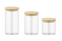 M001 China High quality borosilicate glass canister, wood lid canister OEM Manufacturer
