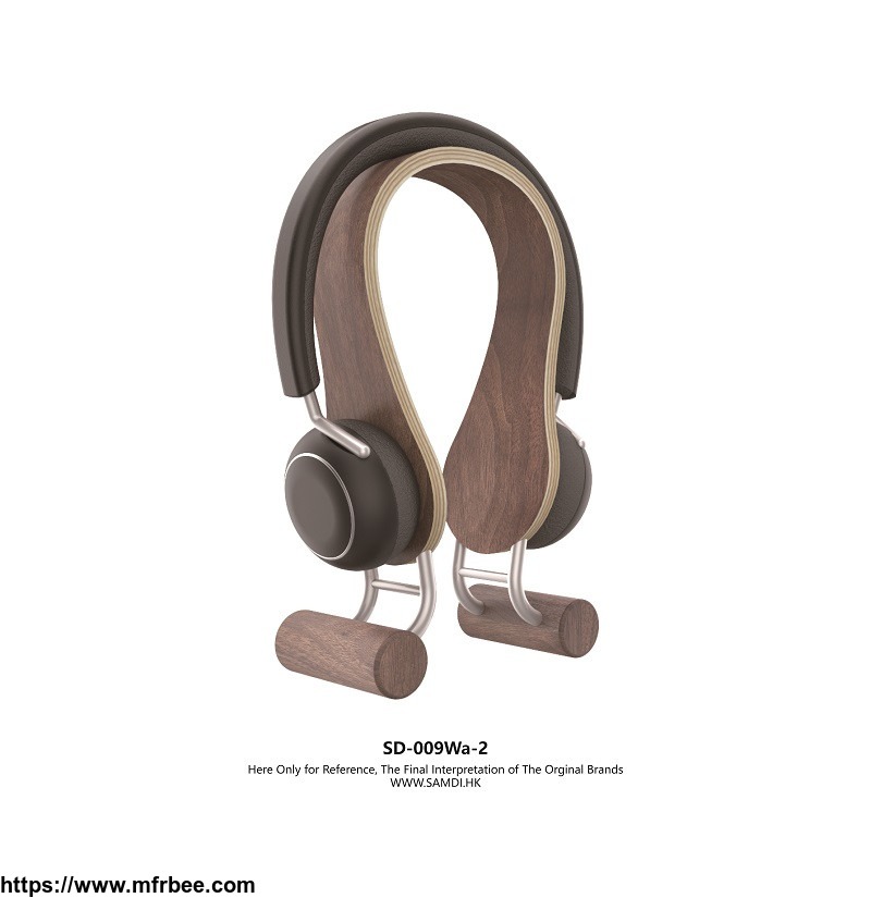 samdi_universal_modern_wooden_and_stainless_steel_headphone_stand_hanger