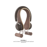 SAMDI Universal Modern Wooden & Stainless Steel Headphone Stand Hanger