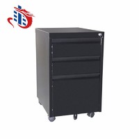 more images of Mobile three drawer pedestal black door filing cabinet
