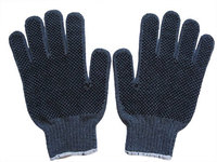 Grey yarn double sided dotted gloves