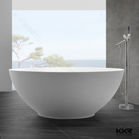 more images of Kkr Matt White Marble Stone Free Standing Oval Bathtub