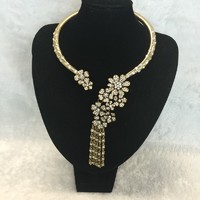 beautiful flowers sweater chain crystal gemstone bohemian necklace wholesale