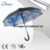 Auto open double layers rain stick umbrella with inside blue sky