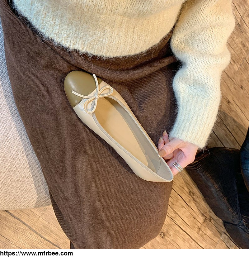 shoes_woman_basic_pumps_2022_two_color_splicing_classical_bow_ballet_work_shoe_large_size_tweed_low_heels_fashion_women_shoes_pu