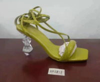 Sexy women's strappy fashion sandals women's spring and summer new crystal high-heeled shoes women's thick heels open to