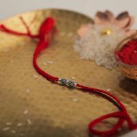 more images of Double Bead Silver Rakhi