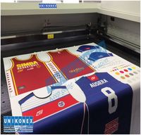 Laser cutting in dye sublimation printed sports jersey by Unikonex