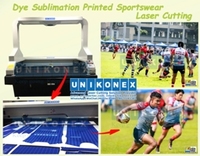 Dye sublimation printed sportswear laser cutting