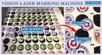 Print vinyl logo cutting by Vision Laser Marking Machine