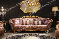 more images of Antique Carved Rococo Style Sofa Fabric Price