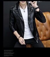 more images of Fashionable coat men's handsome casual versatile motorcycle leather jacket