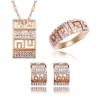 Fashion Woman Crystal Necklace Earring Bracelet Wedding Bridal Jewelry sets