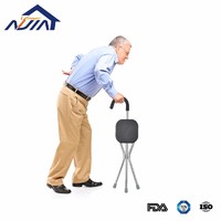 Elderly and Disabled Folding crutch stool telescope chair seat cane