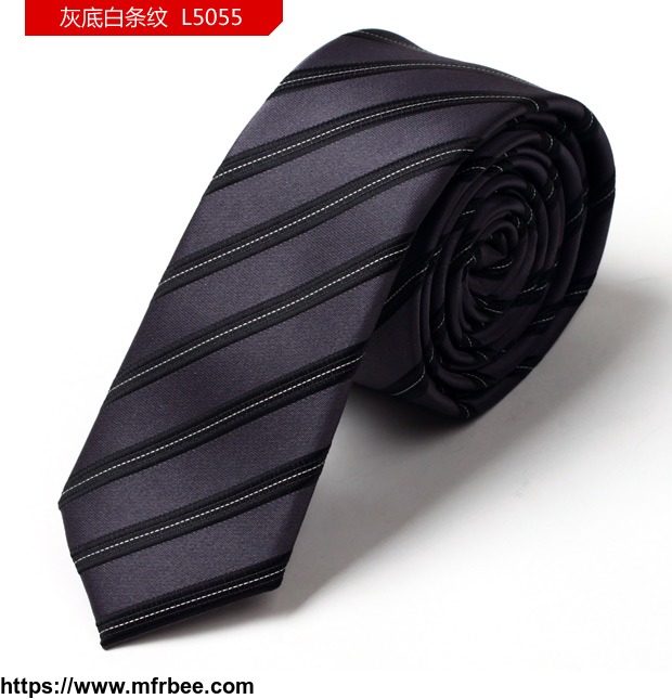 gray_color_white_stripe_polyester_wedding_ties