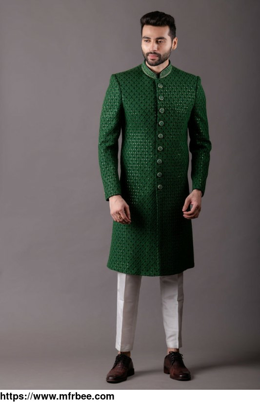 buy_green_indo_western_sherwani_for_men_at_affordable_prices_shreeman