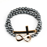 Fashion Alloy Cross And Figure 8 Bicyclic Beads Bracelets