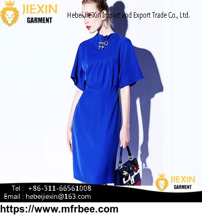 fashion_different_designs_long_sleeve_nylon_plain_navy_blue_tunic_casual_dresses
