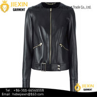 New Style Lady's True Leather Jacket with Zipper Fashion