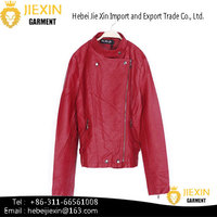 Hot Sexy Lady Red Motorcycle PU Leather Jacket