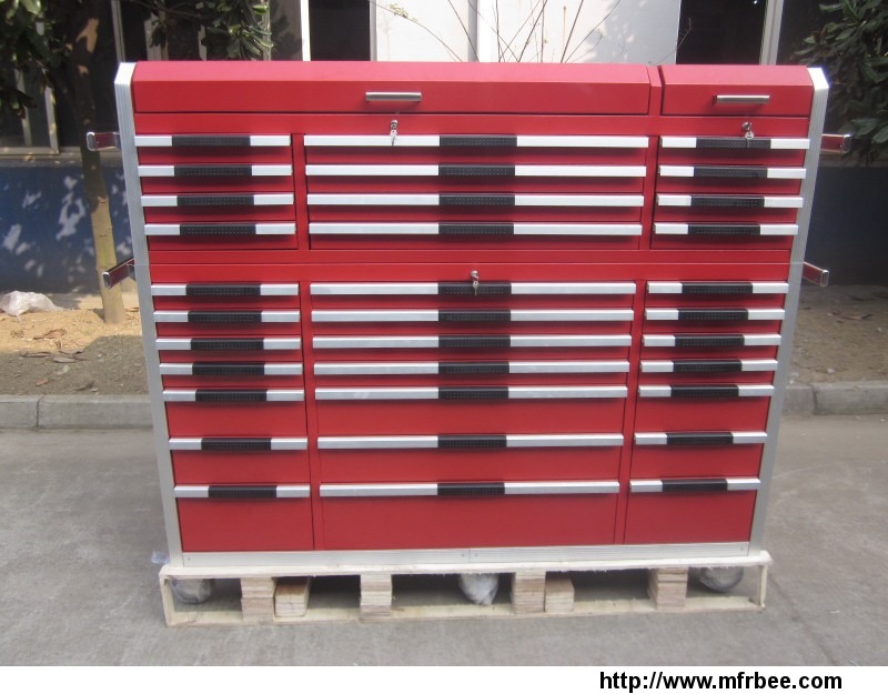 red_storage_tool_cabinet_with_multiple_drawers