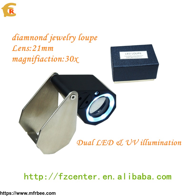 led_uv_light_optical_lens_diamond_jewelry_triplet_magnifier_and_loupe_30x_magnification