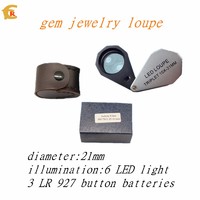 21mm Eye Loupe Jeweler Magnifier 10x Magnification Optic Lens w/ LED & UV light