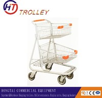 Canada style double deck wire basket shopping cart  with good quality for sale