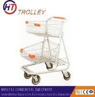 more images of Canada style double deck wire basket shopping cart  with good quality for sale
